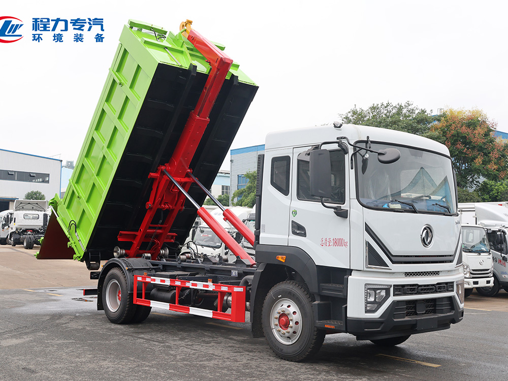 单桥东风多利卡D9新款带箱卸料姿态